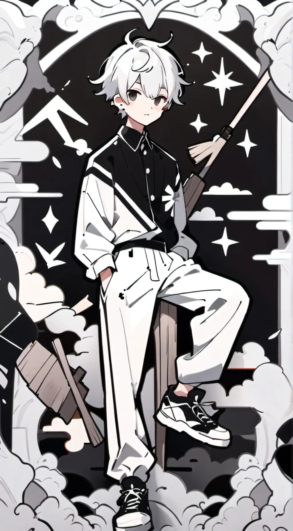 ai character: Sweeps the janitor background