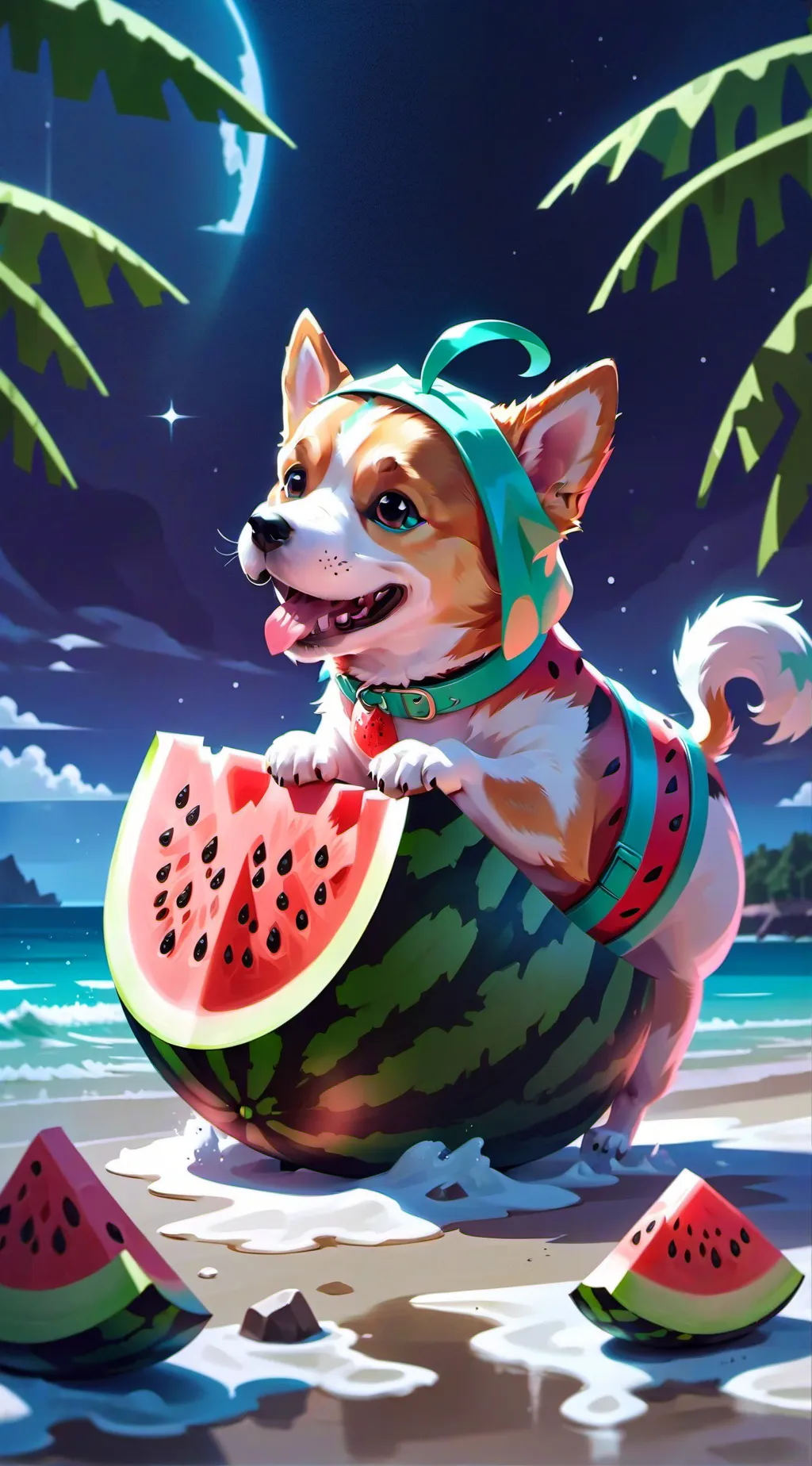 ai character: melon watermelon  background