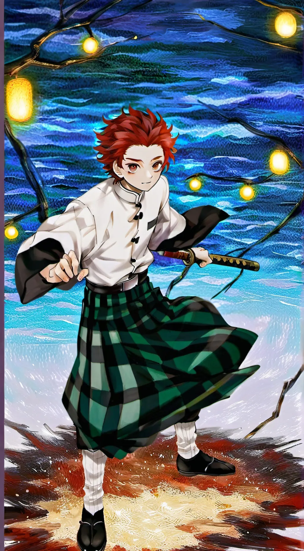 ai character: Tanjiro kamado background