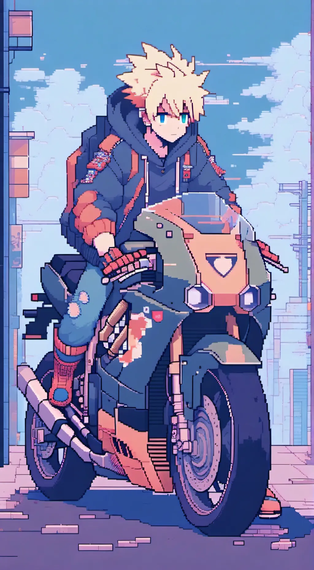 ai character: Man bike bakugo  background