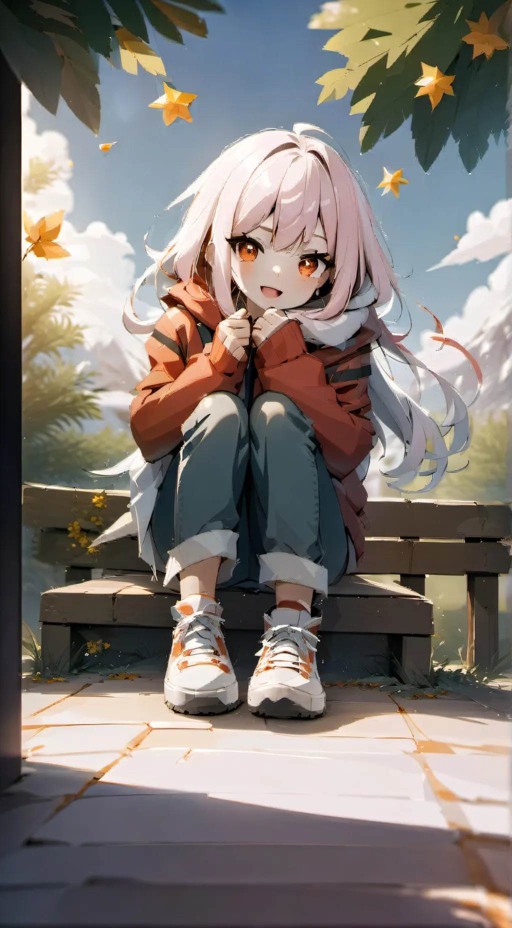 ai character: Girl peeing pants background