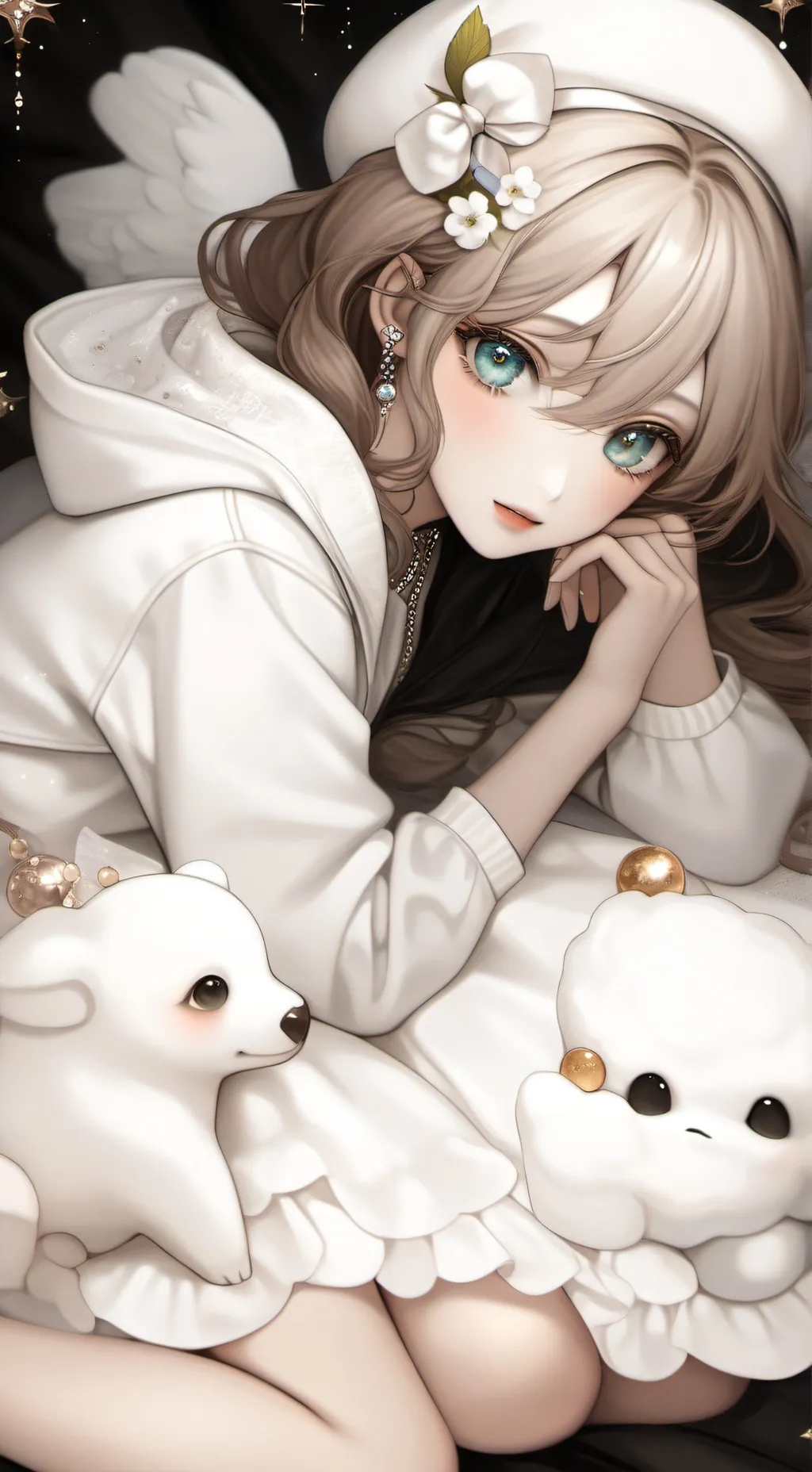 ai character: glitter background