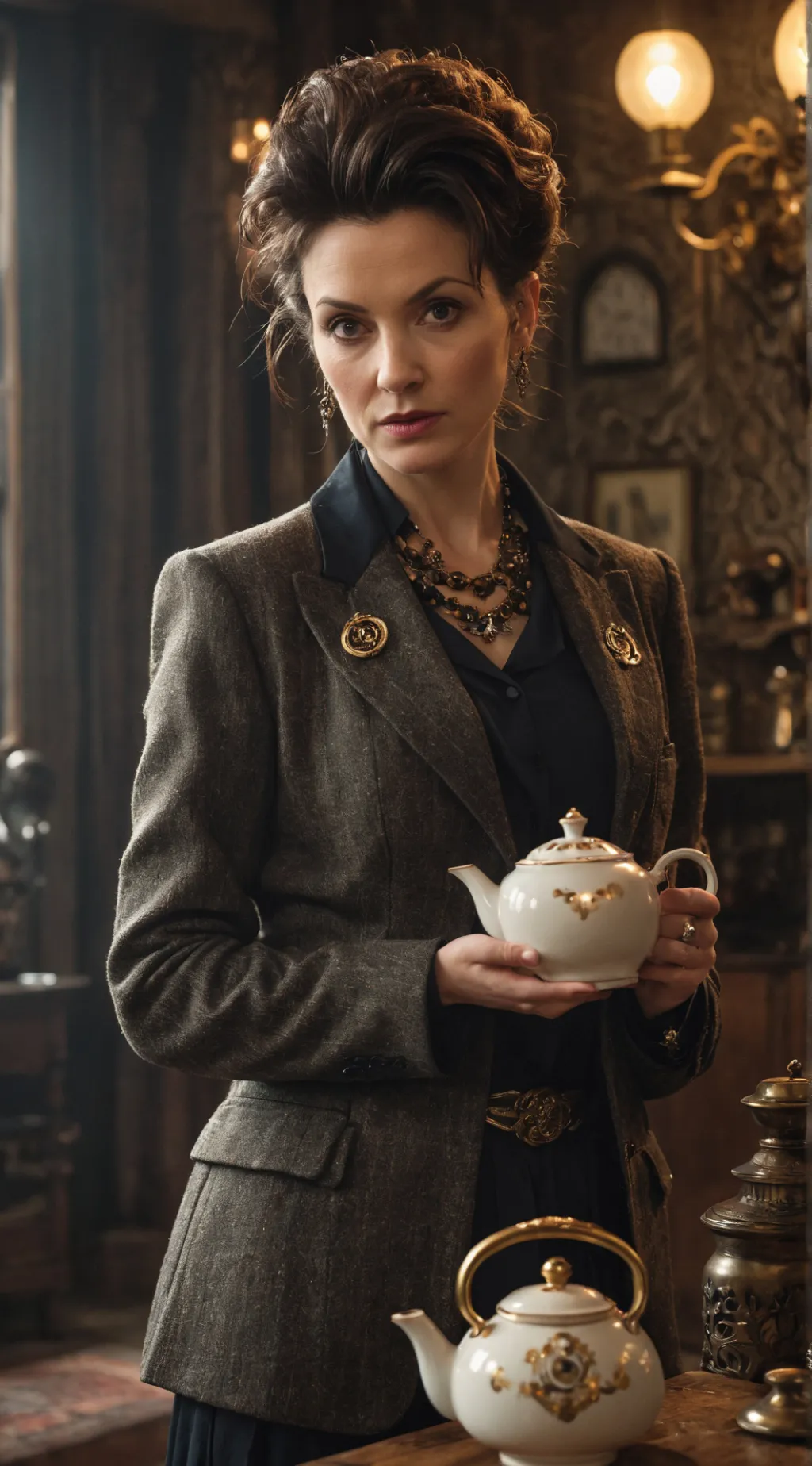 ai character: The Perfectionist Tea Connoisseur background