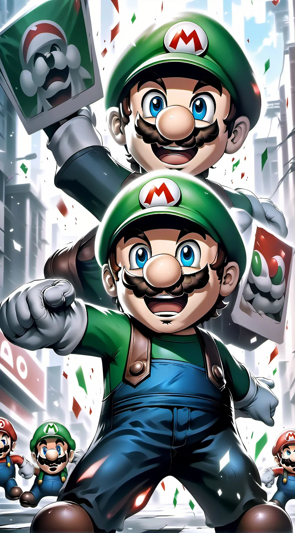 ai character: LUIGI–MARIO CHAOS background