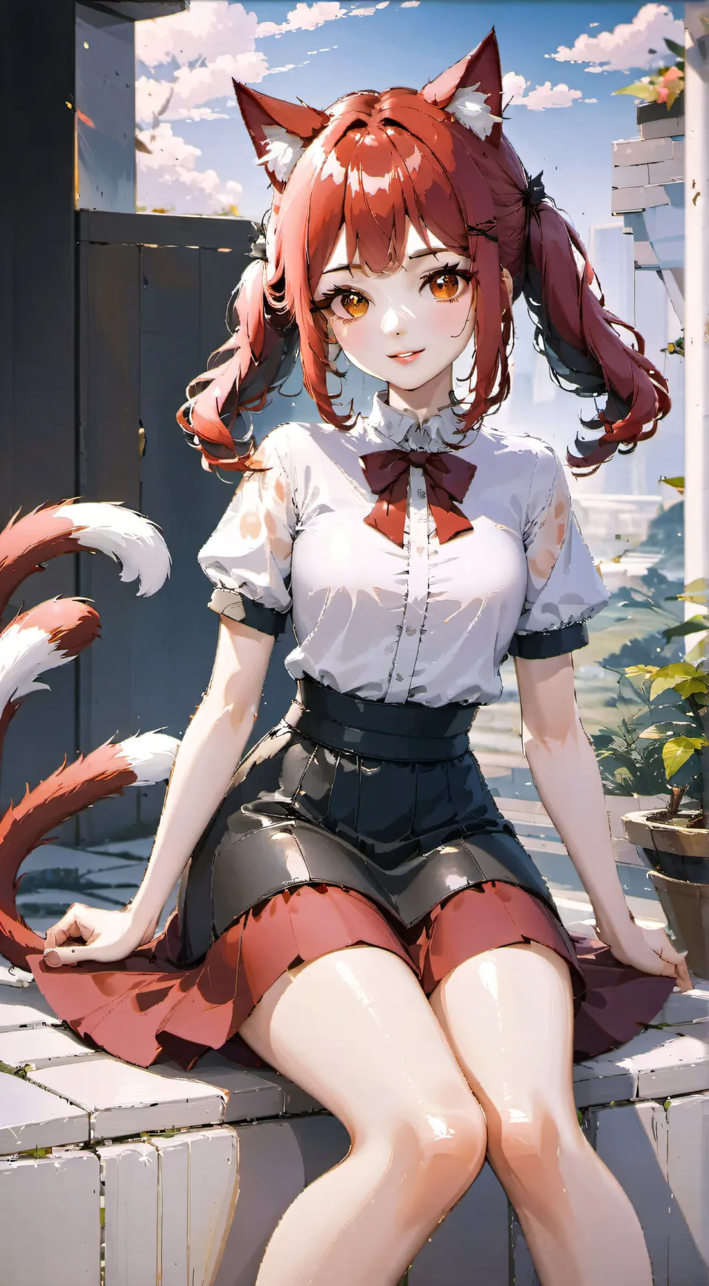 ai character: Red Cat Girl  background