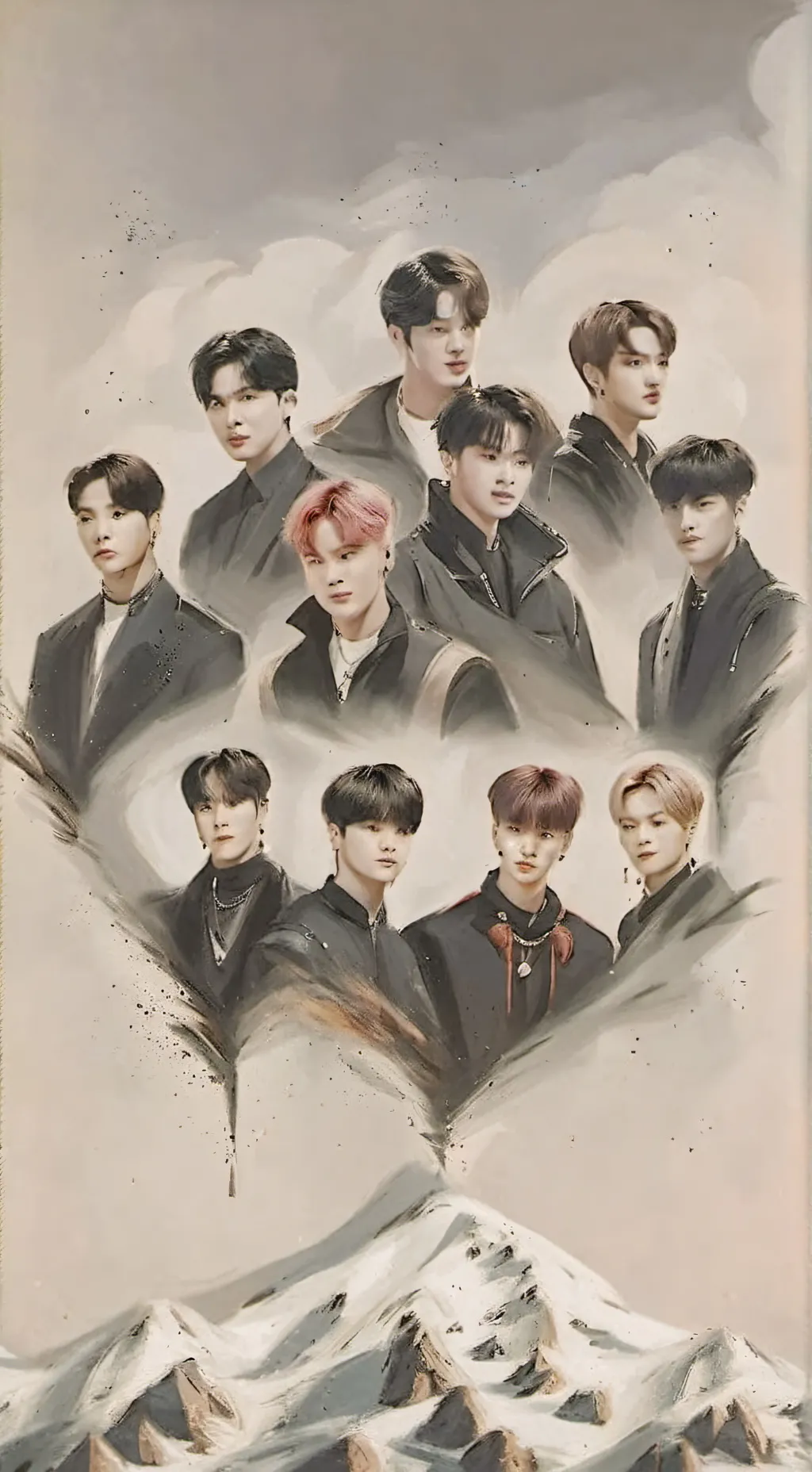 ai character: BTS and black pink background