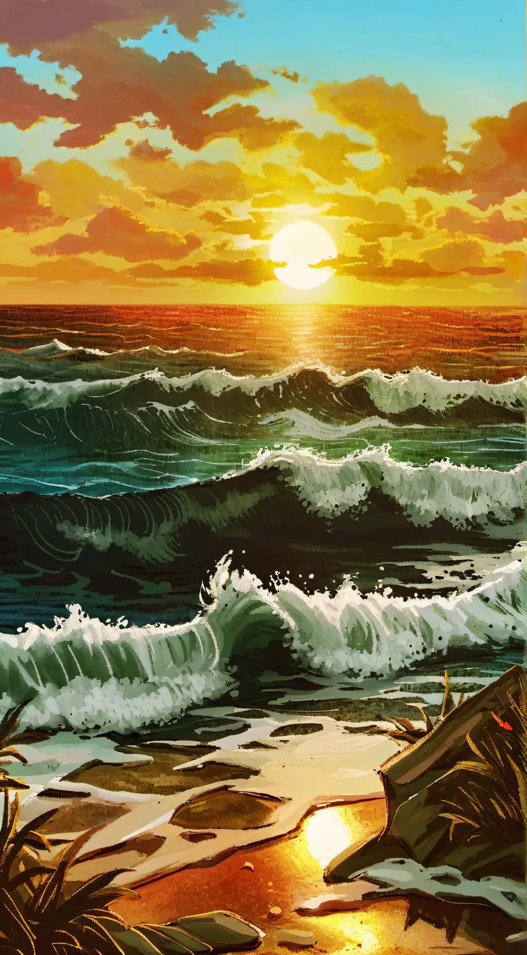 ai character: Mha beach background