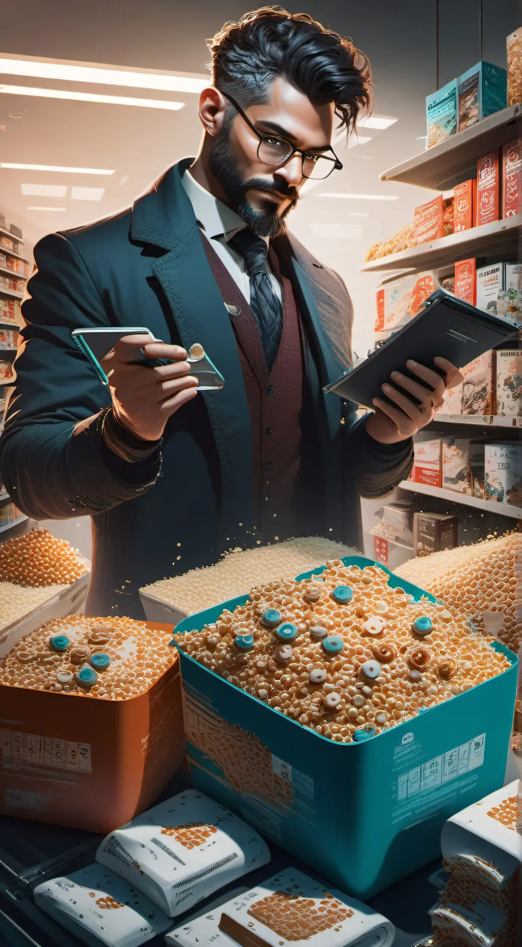 ai character: The Quantum Cereal Connoisseur background