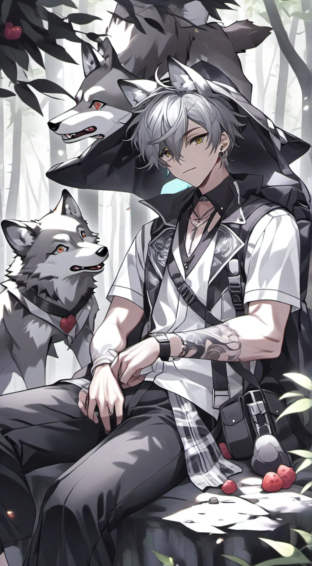 ai character: 🔥🐺 Caiser 🐺🔥 background