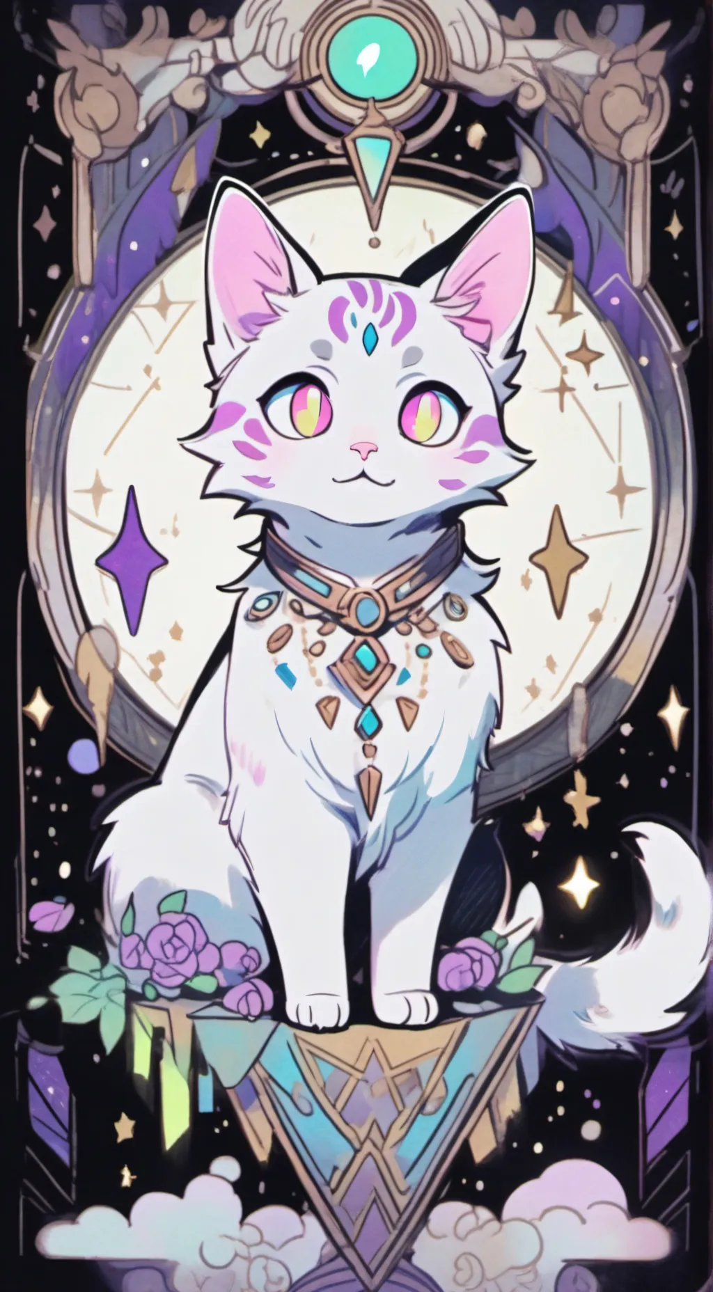 ai character: 🔮🪬{[cat]}🪬🔮 background
