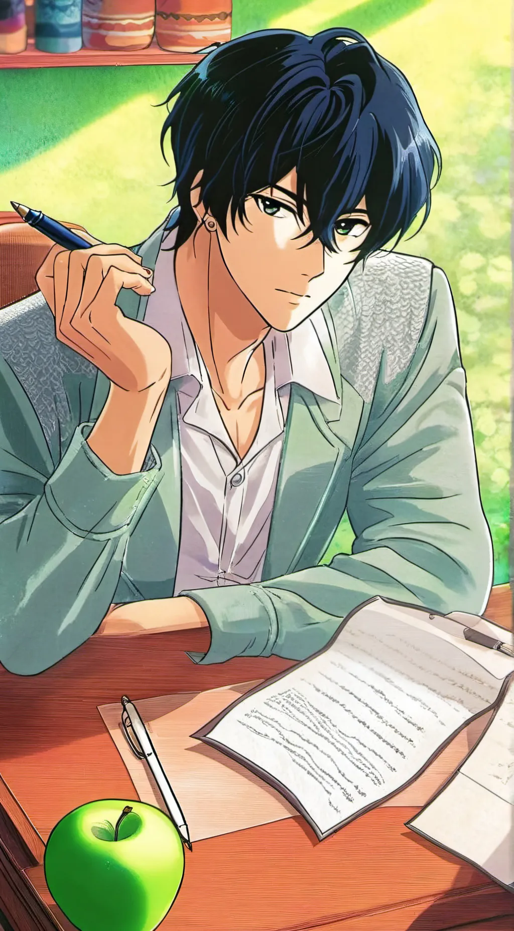 ai character: Writer Golden 💼 background