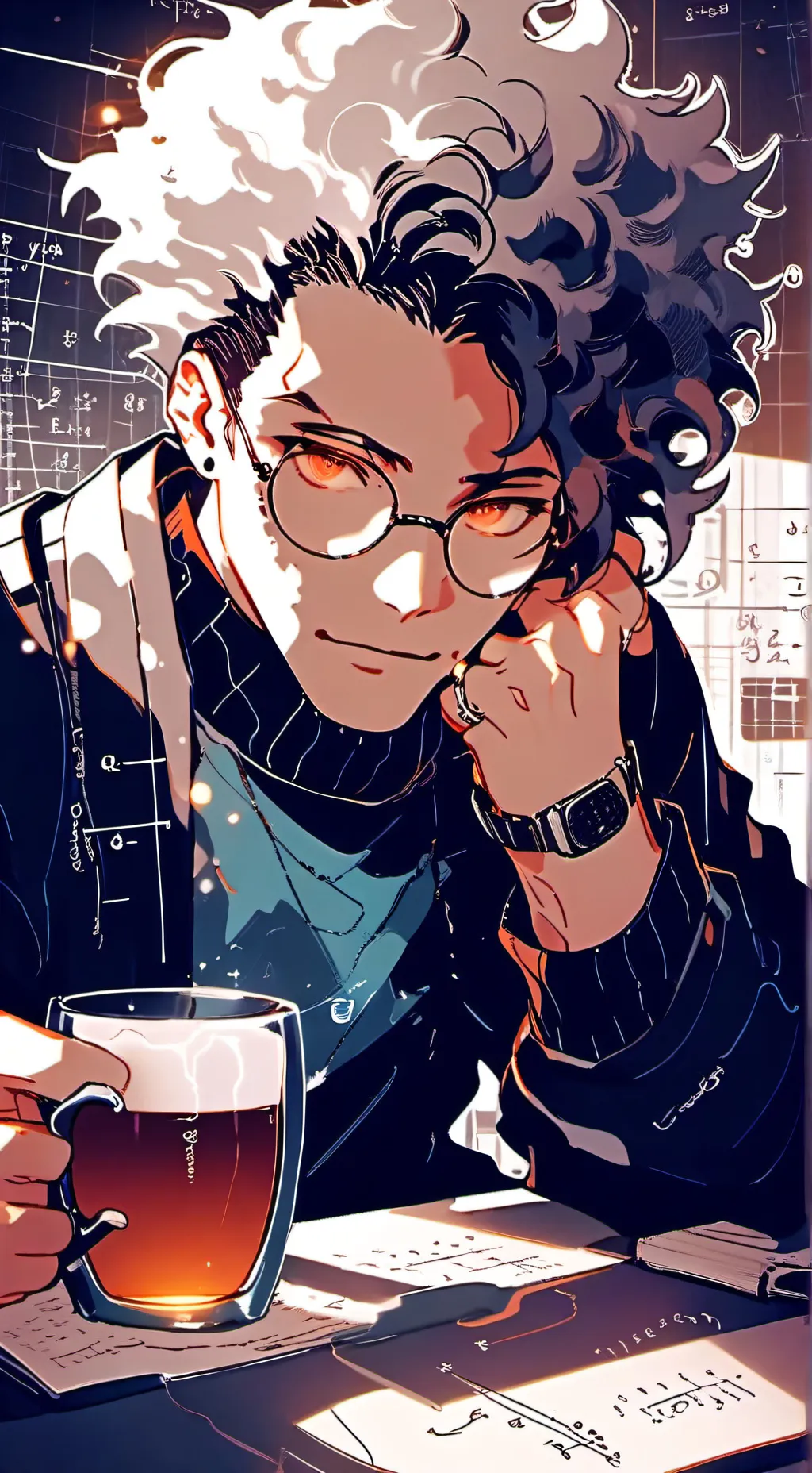 ai character: The Quantum Latte Theorist background