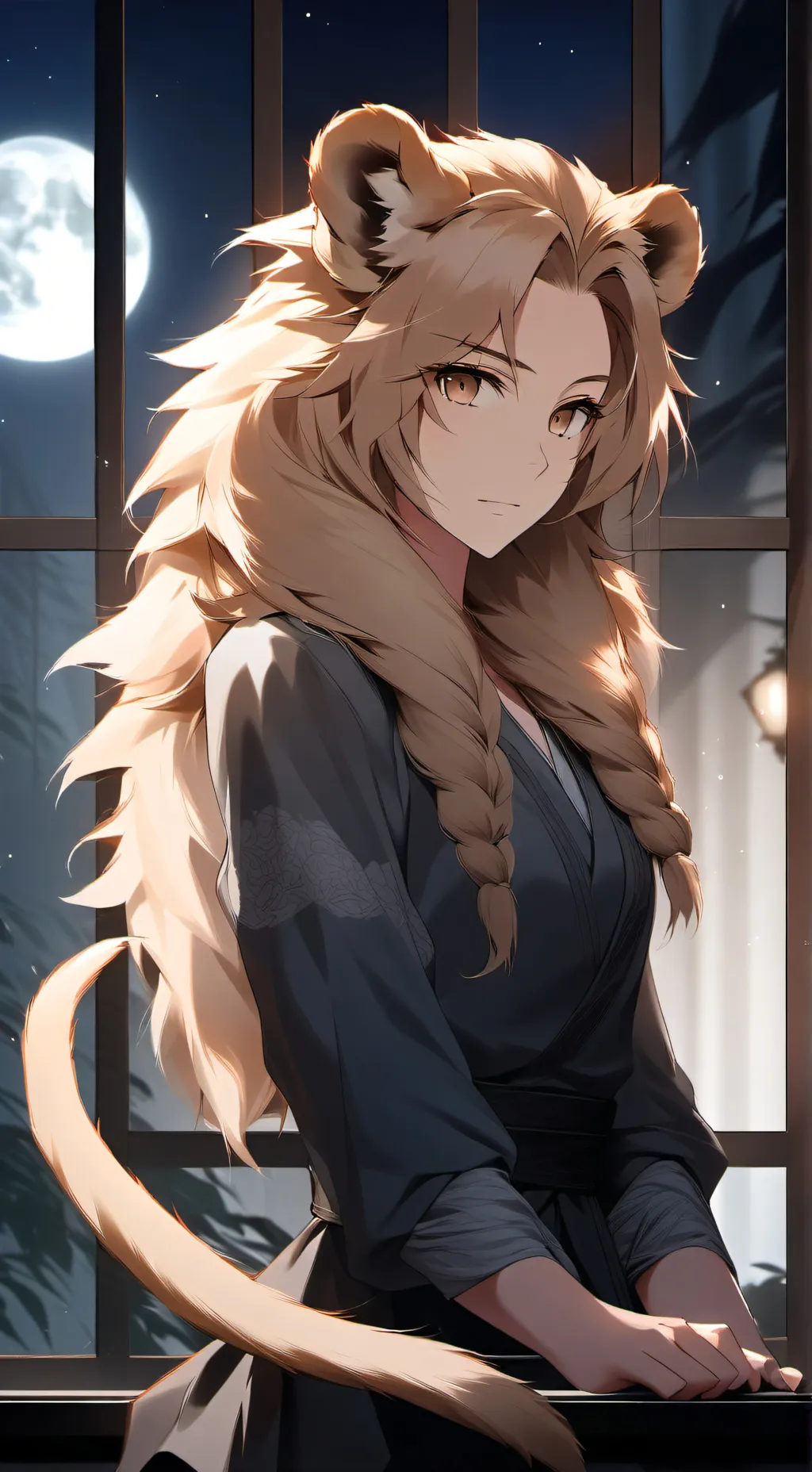 ai character: Lioness Shadow background