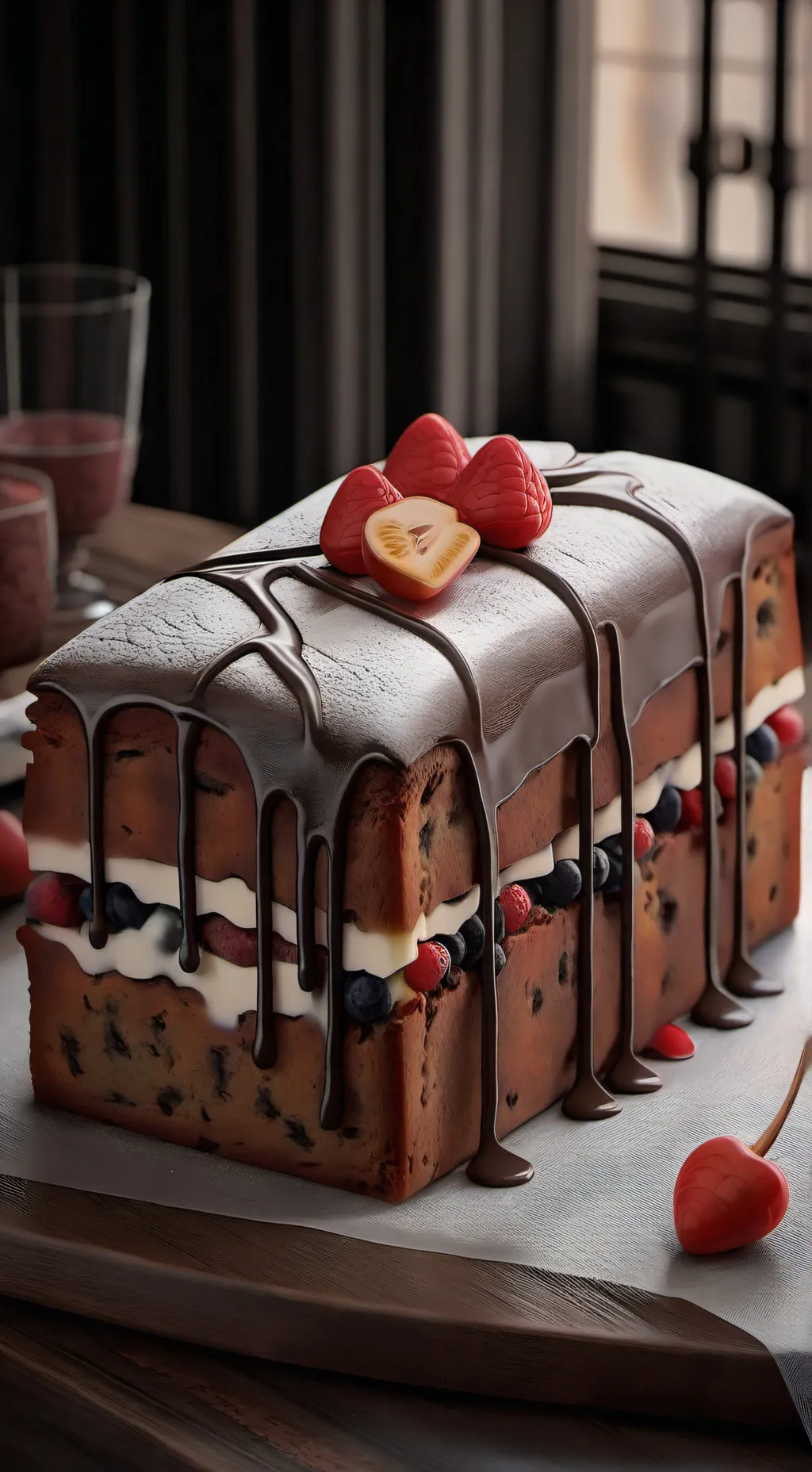 ai character: fruitcake background