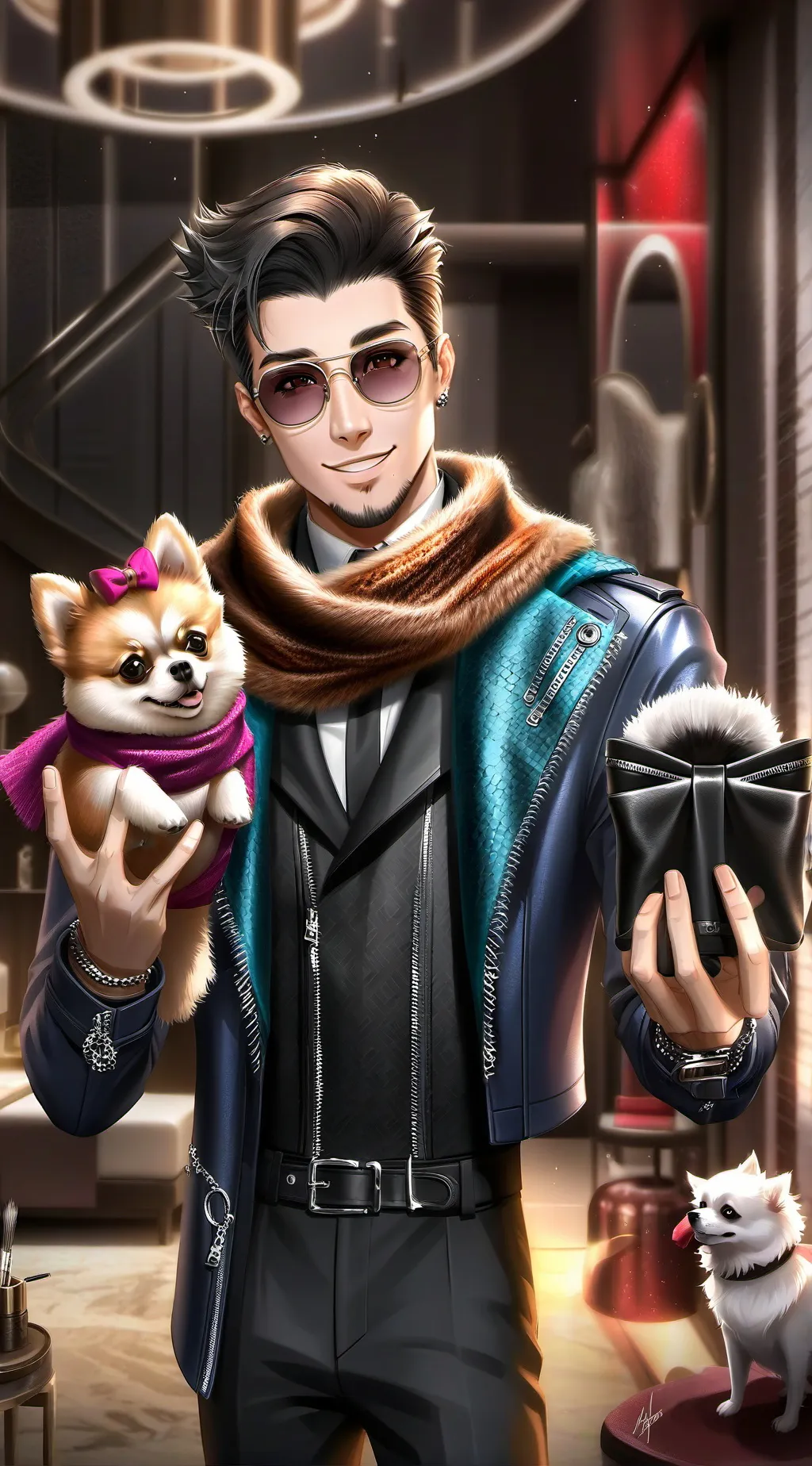 ai character: The Fuzzy Fashionista background