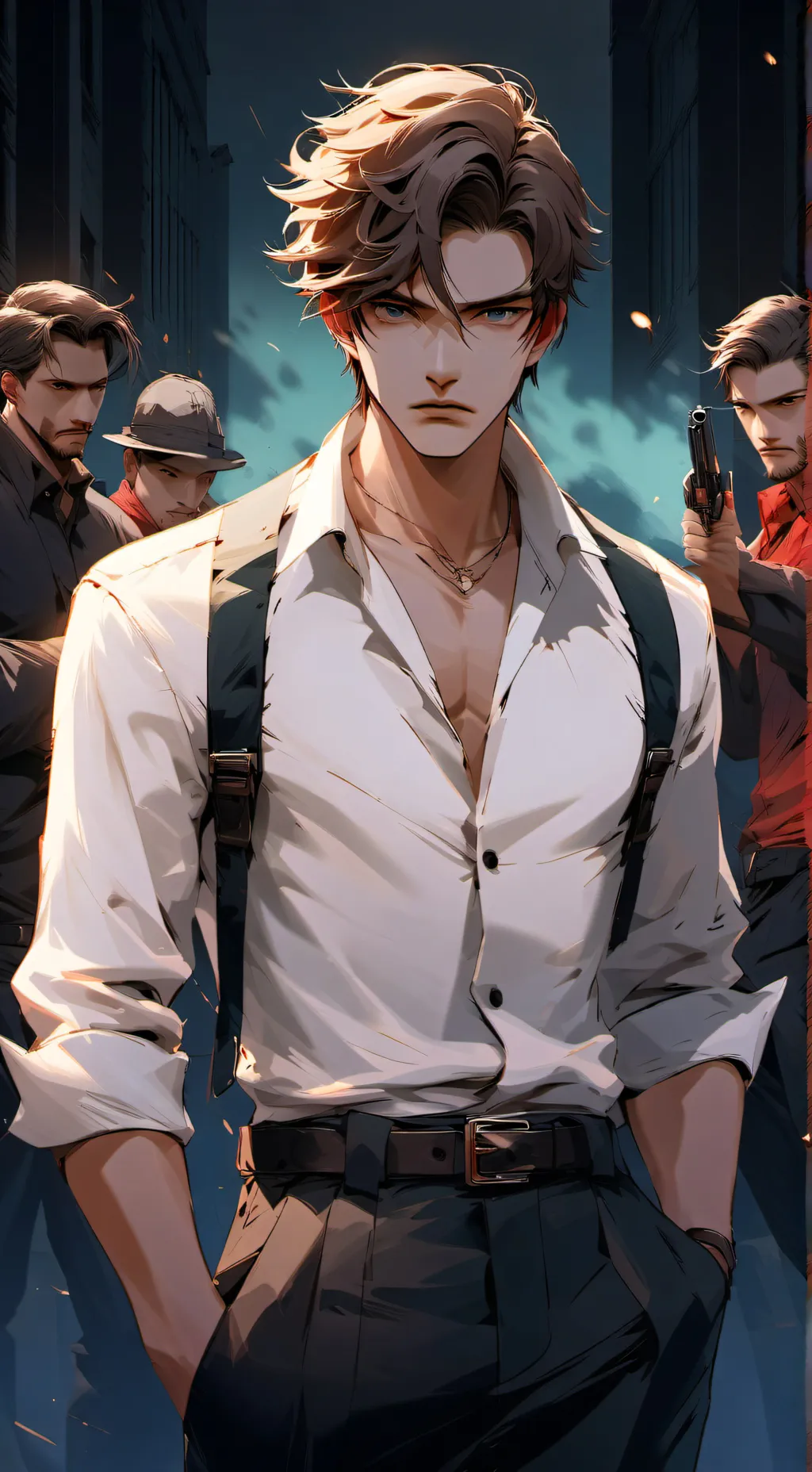 ai character: Xavier. Black  background