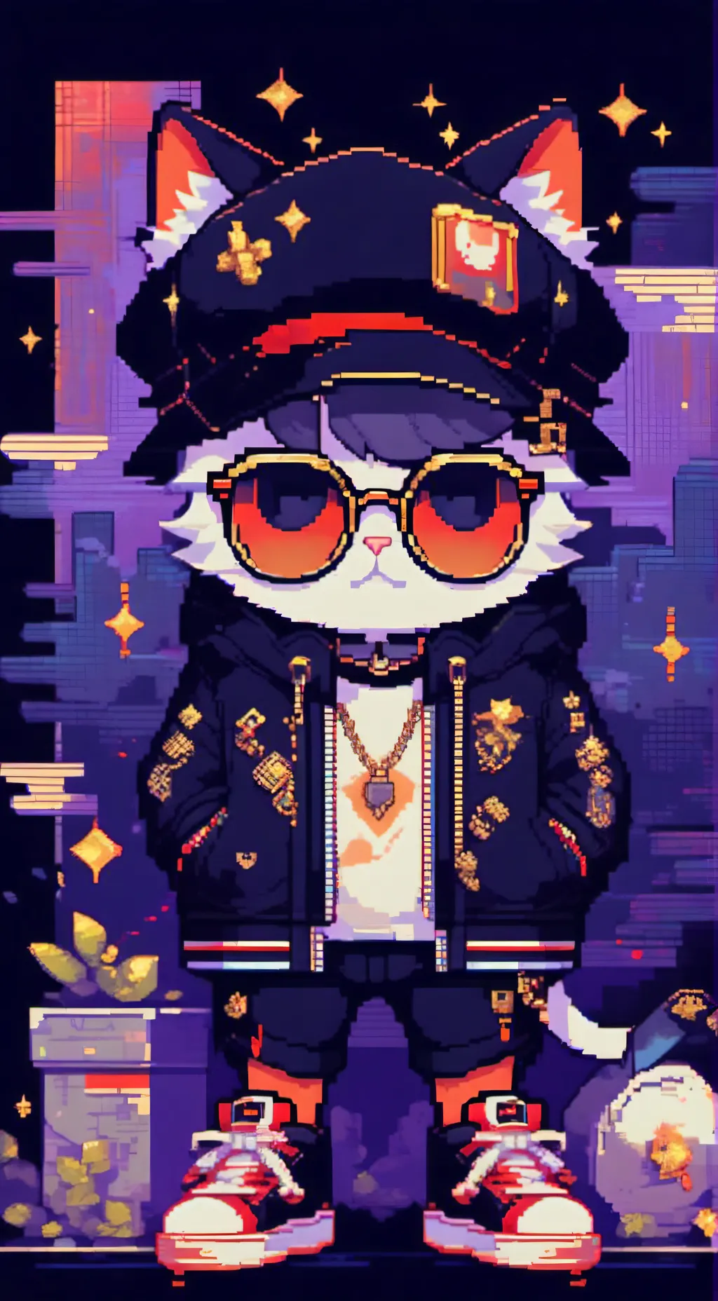 ai character: cool cat  background