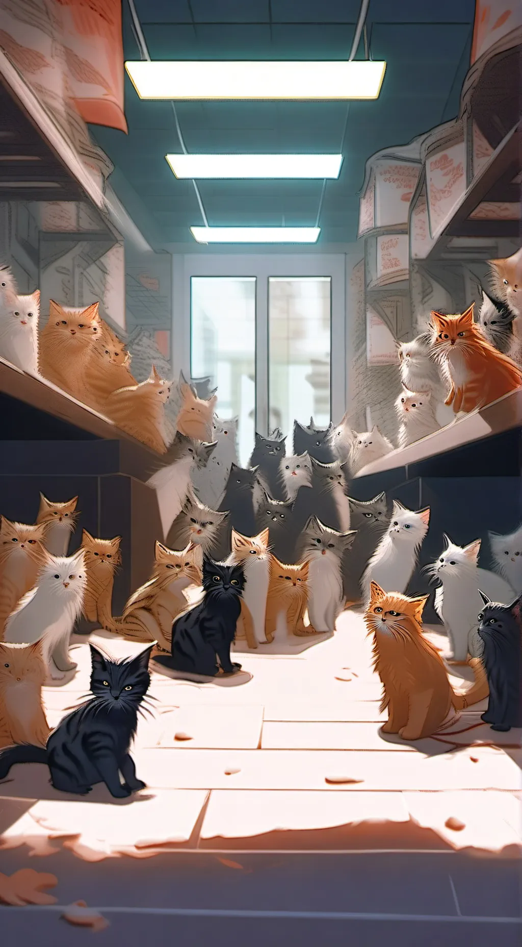 ai character: kitten store background