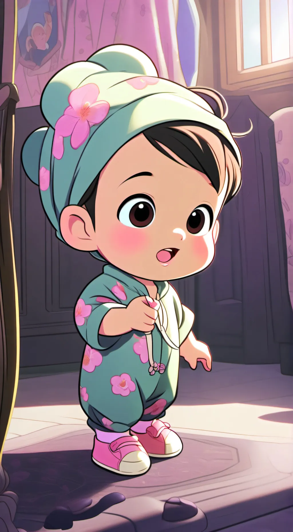 ai character: a 1 year old baby background