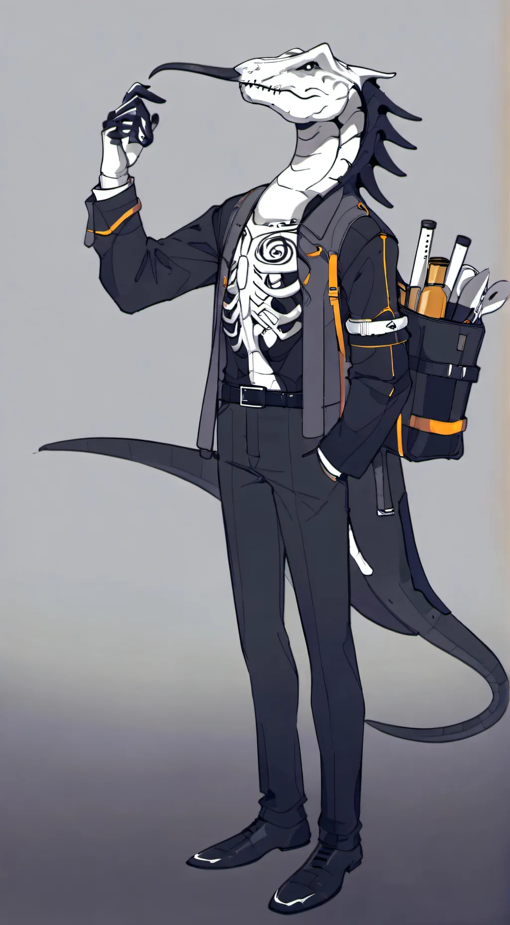 ai character: dino esqueleto background