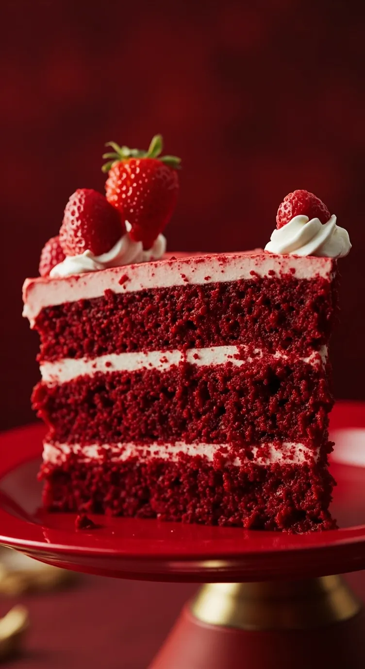 ai character: RED VELVETTE CAKE background