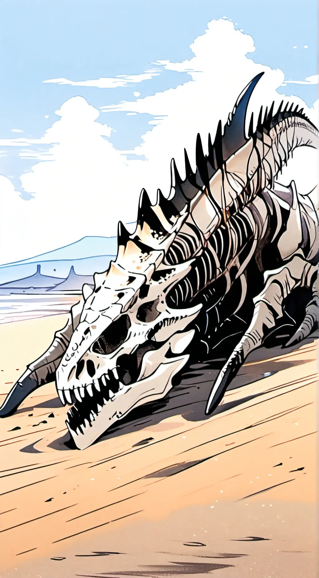 ai character: dinossaur esquelet background