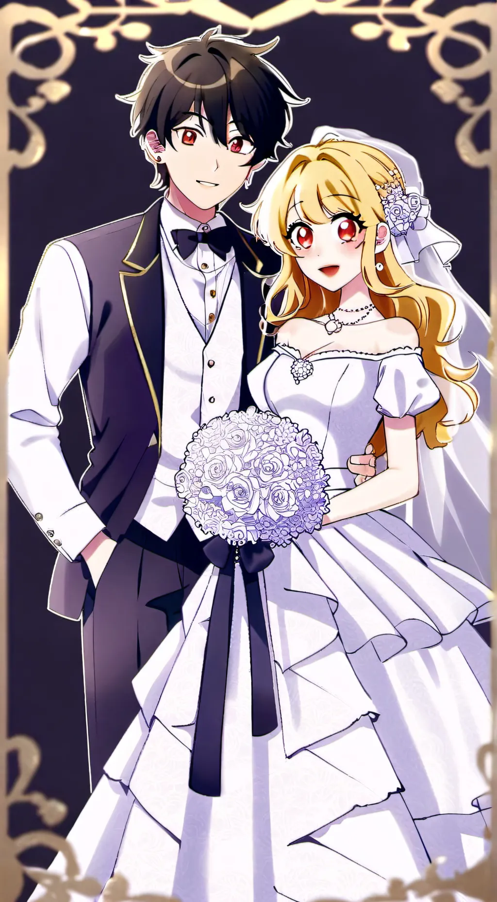 ai character: wedding day background