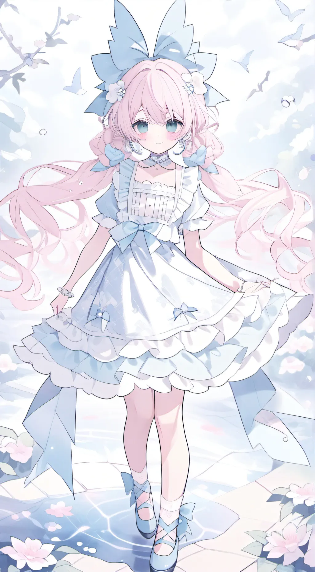 ai character: bubbles and Lilrd background