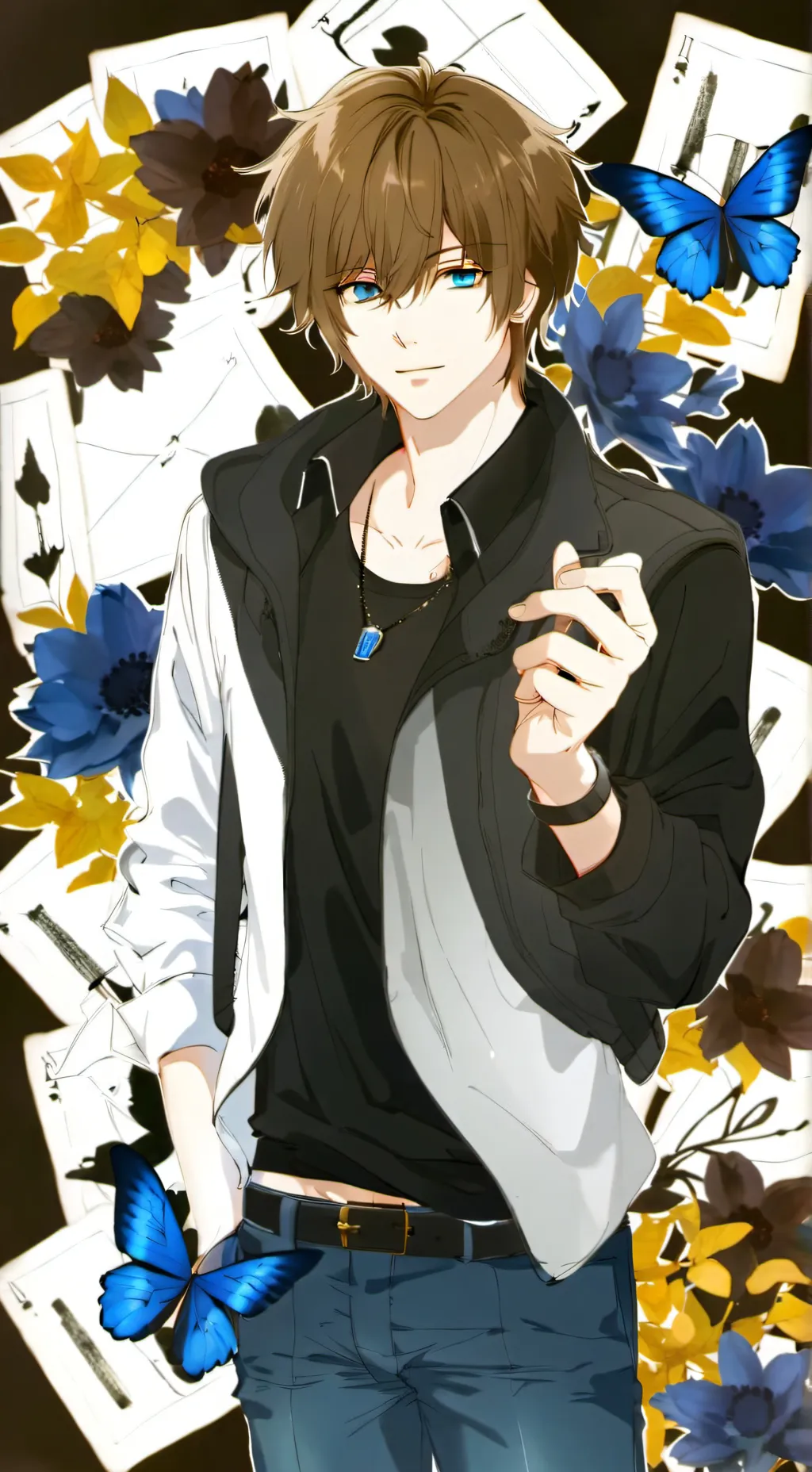 ai character: Gray background