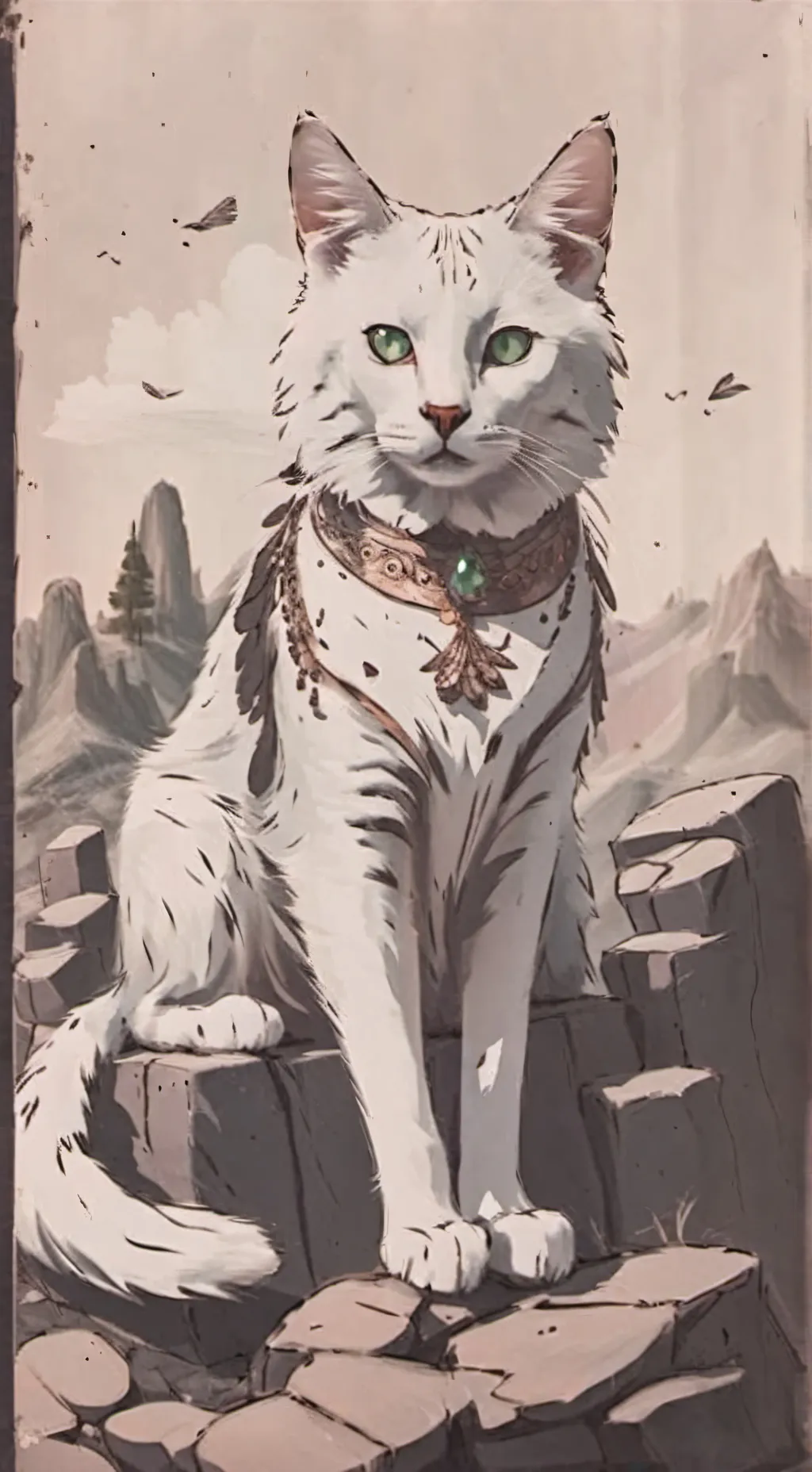 ai character: Sus Cat Snowy  background