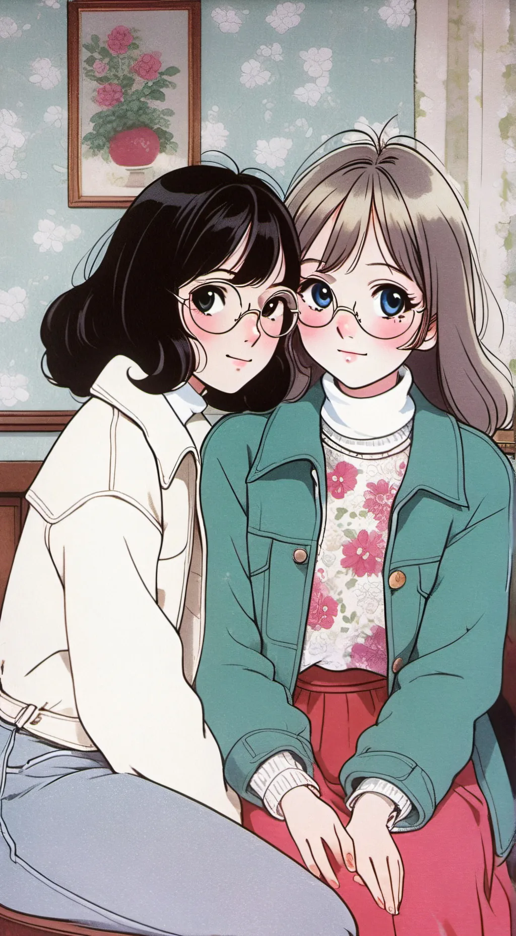 ai character: Amelia and Evie  background