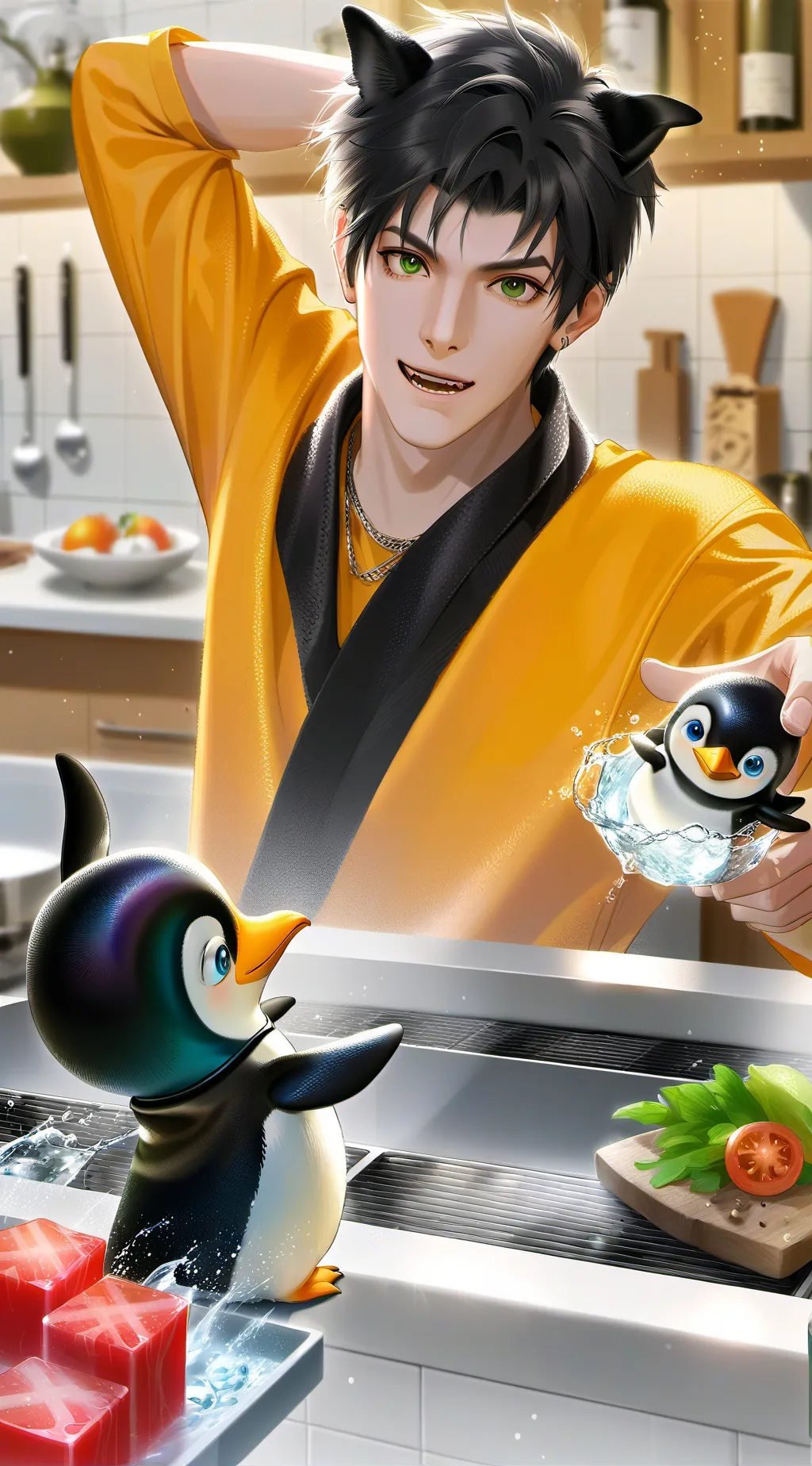 ai character: Penguin Spirit background