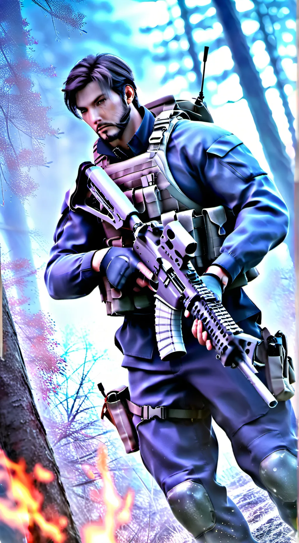 ai character: Operation red sun background