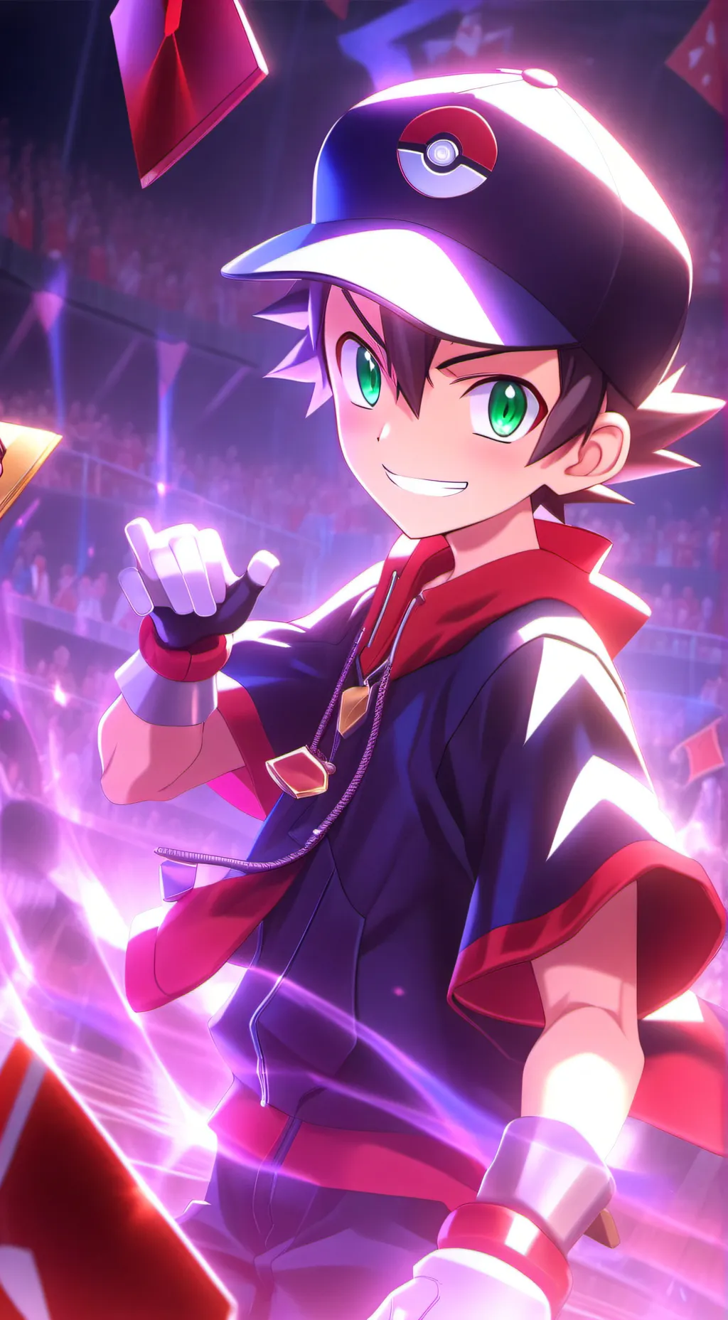 ai character: Ash Ketchum en DXD background
