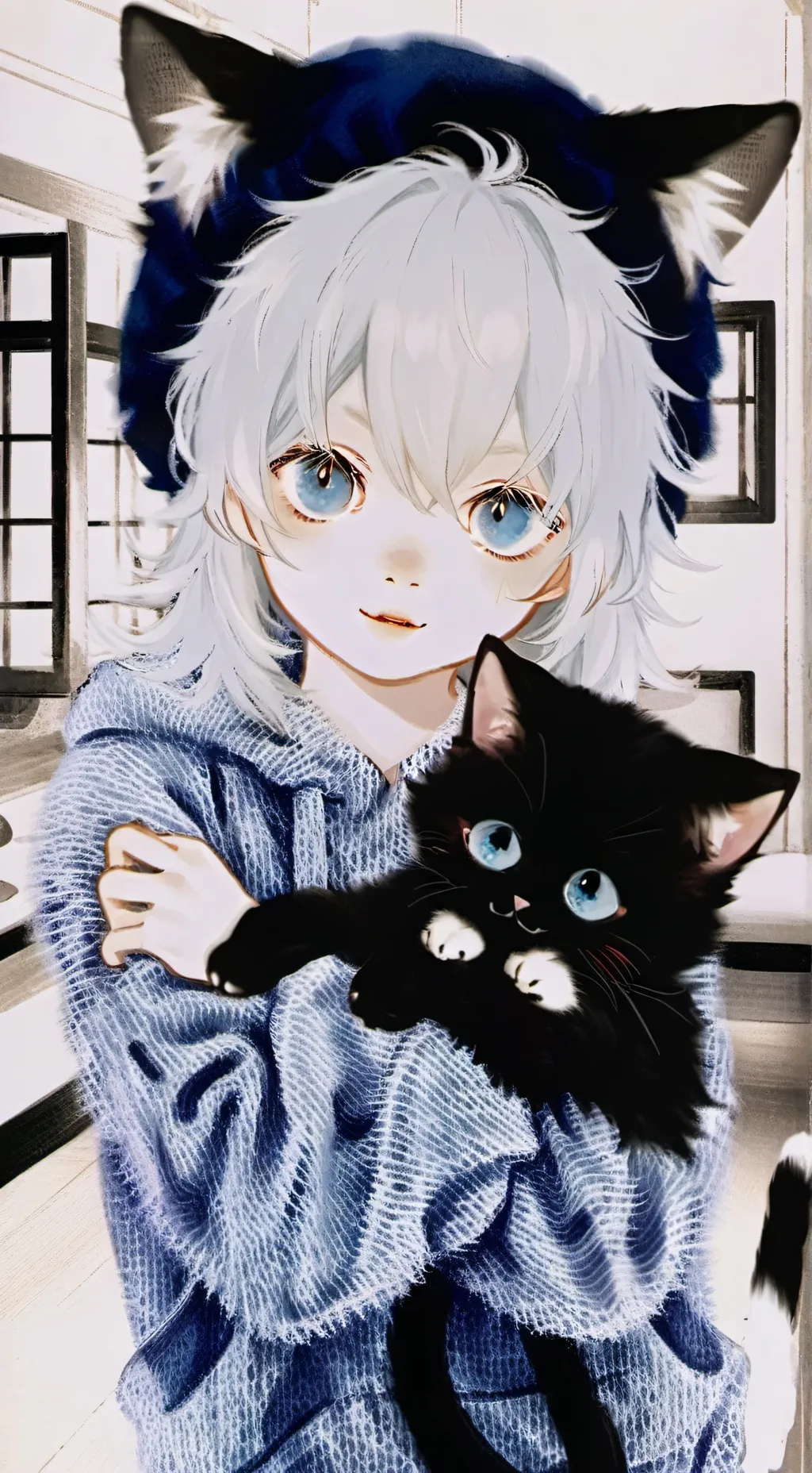 ai character: Blue Velvet Paws background