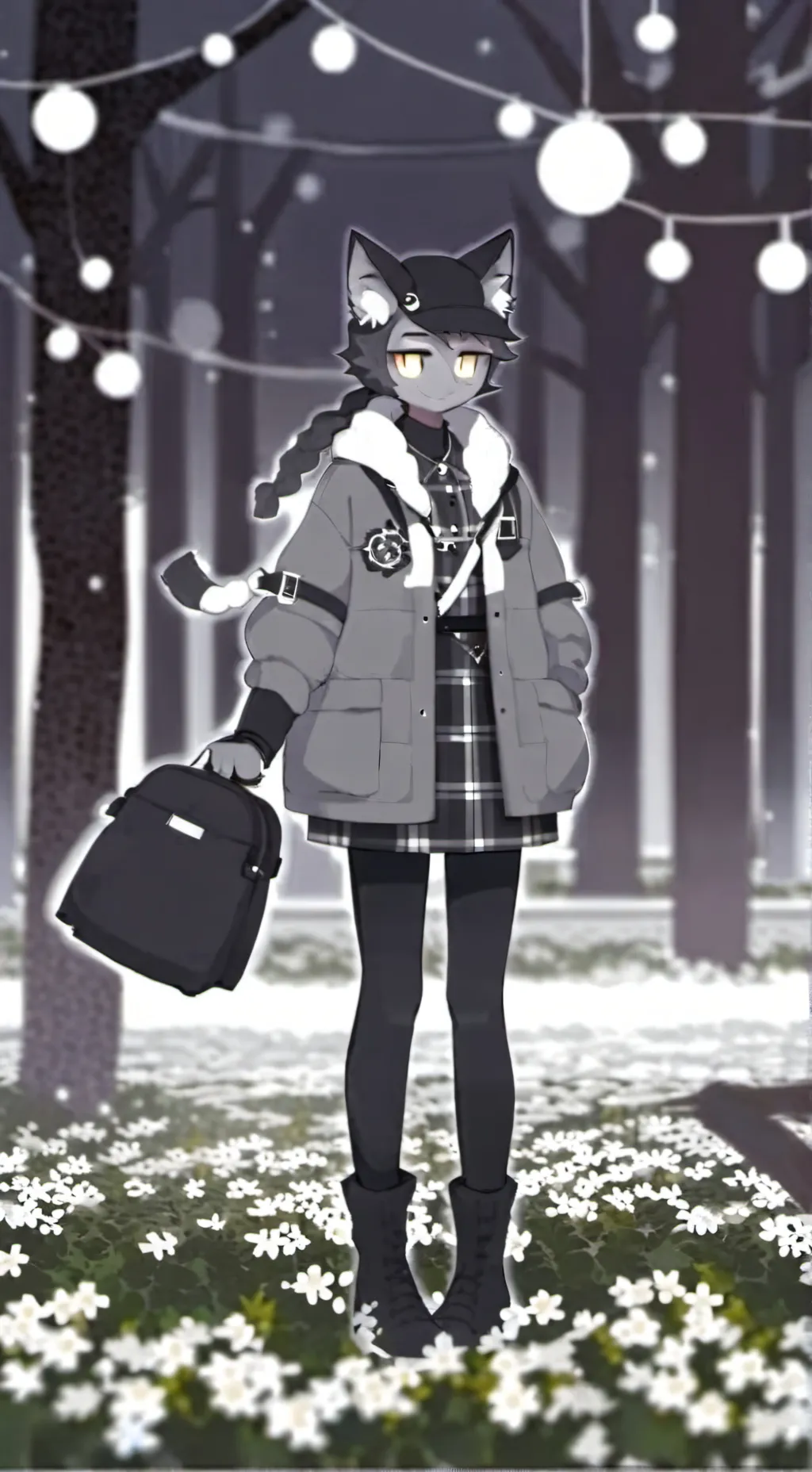 ai character: gray girl background