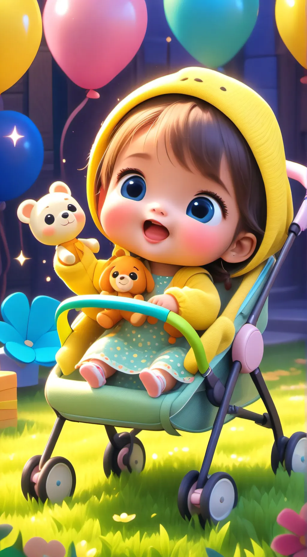 ai character: baby flower background