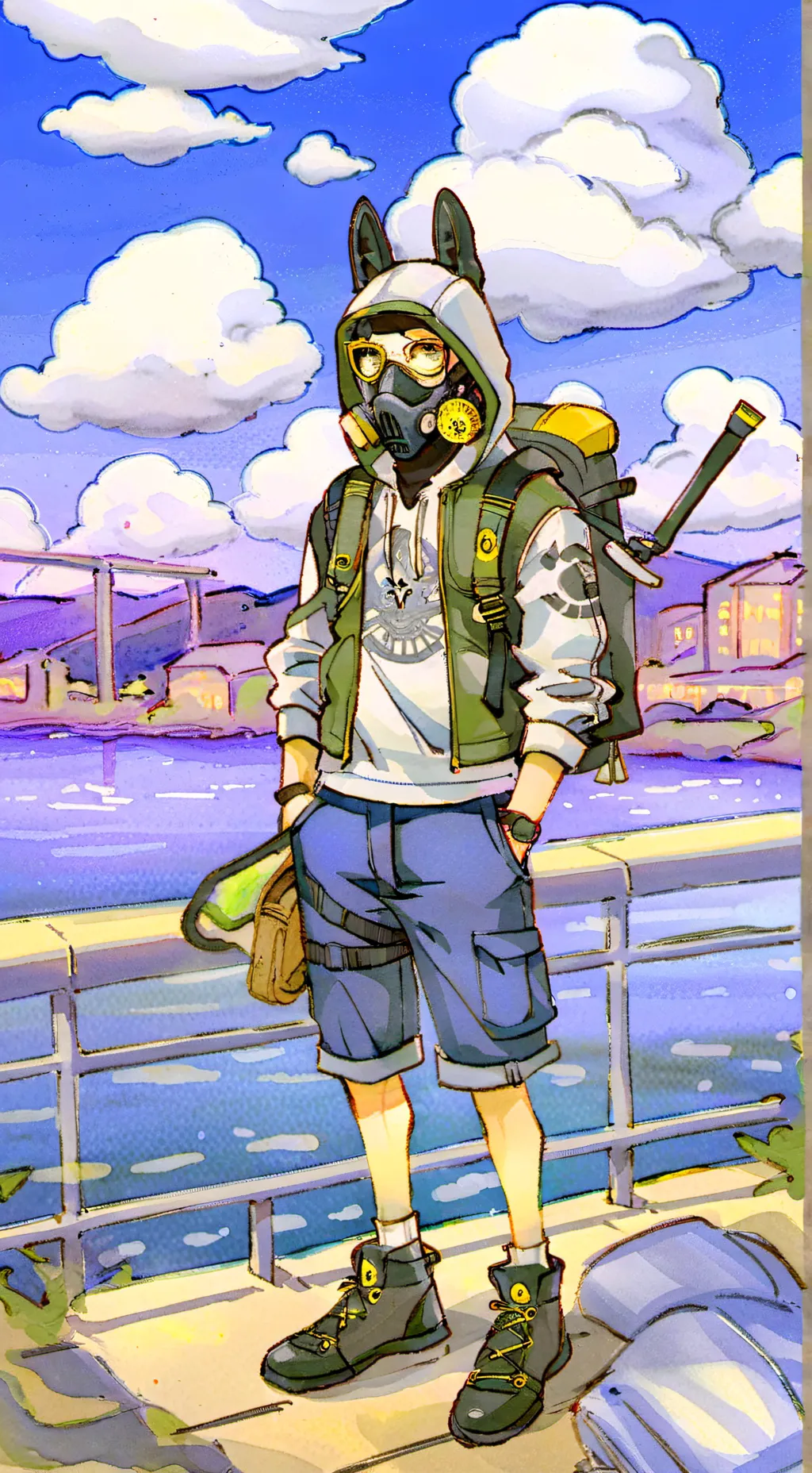 ai character:  furry with a mask background