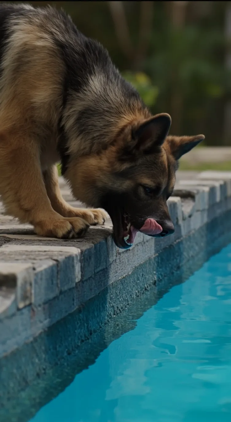 ai character: GermanShepherdSwim background