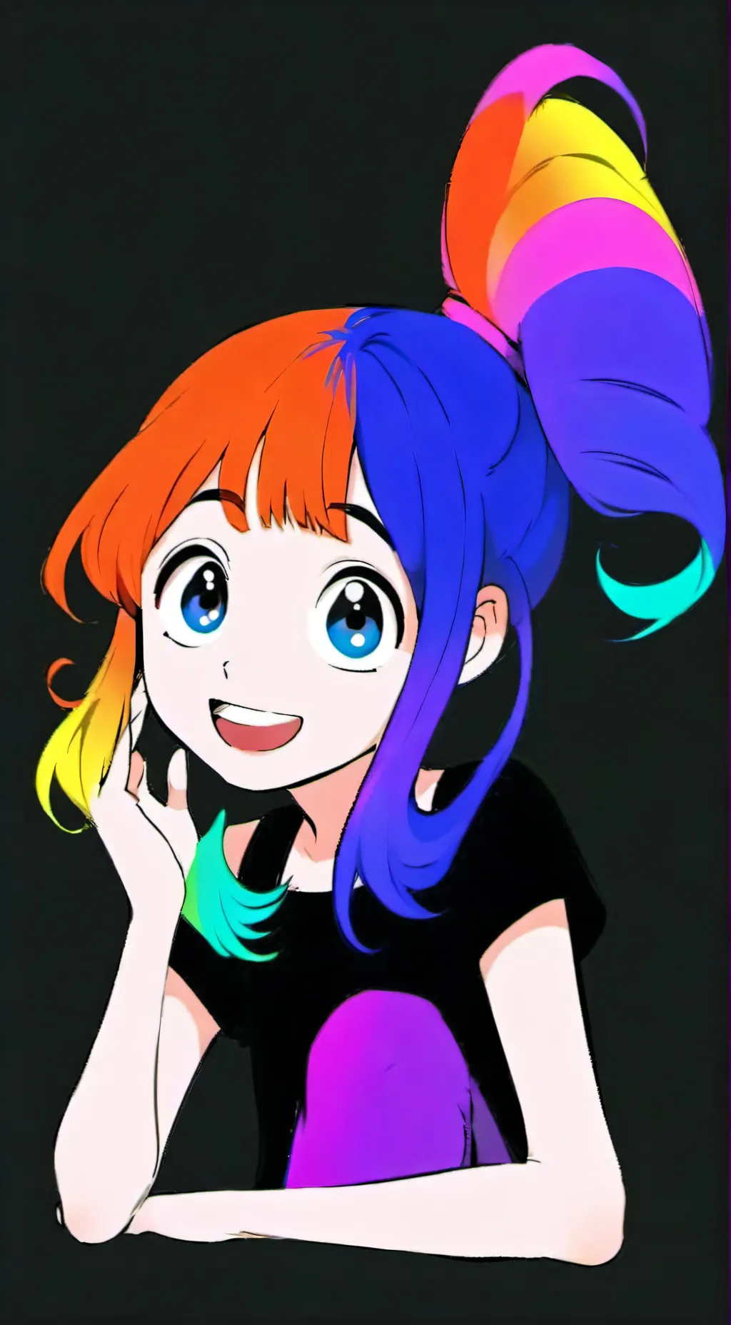 ai character: rainbow oc  background