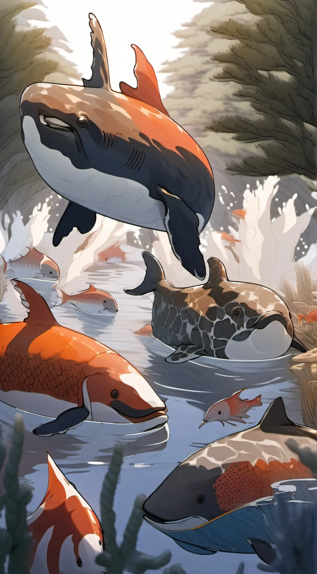 ai character: Soul animal (water background