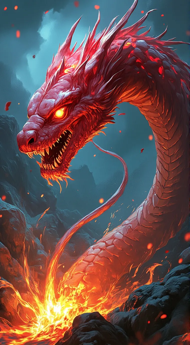 ai character: lava serpent background