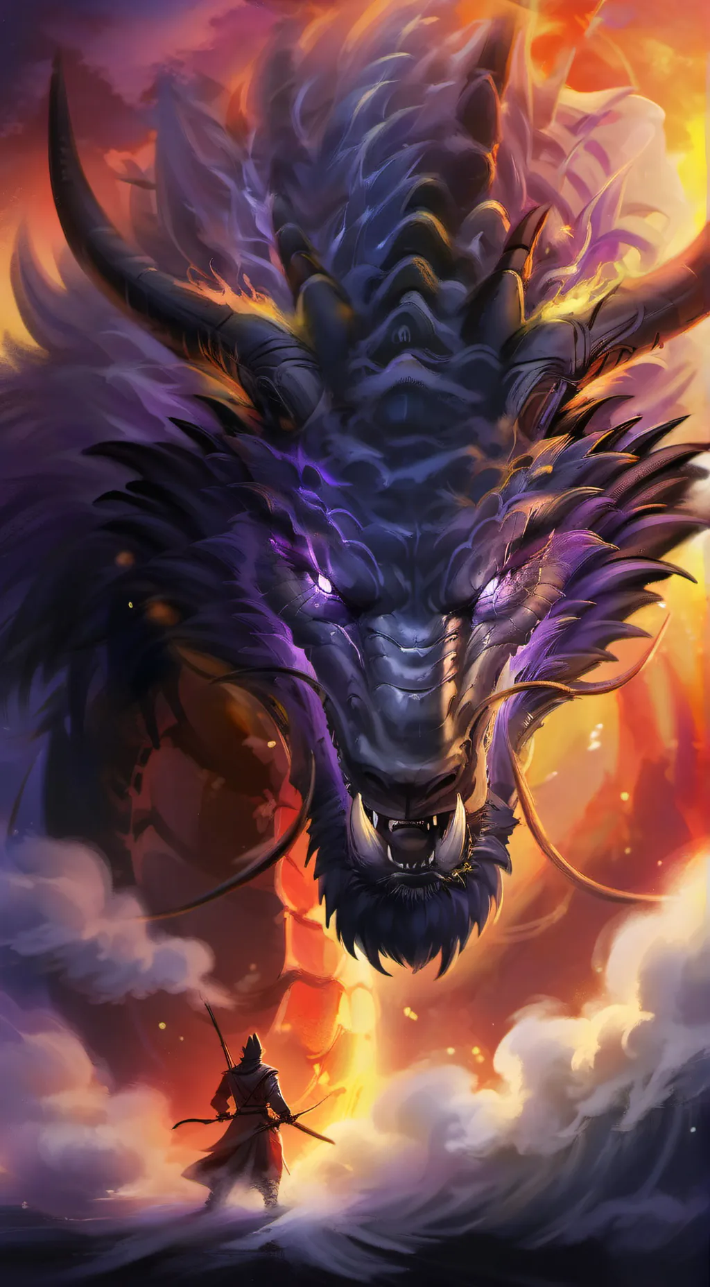 ai character: purple dragon background