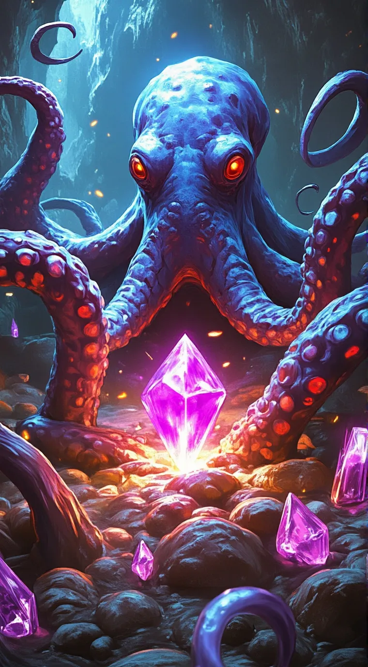 ai character: crystal octopus background