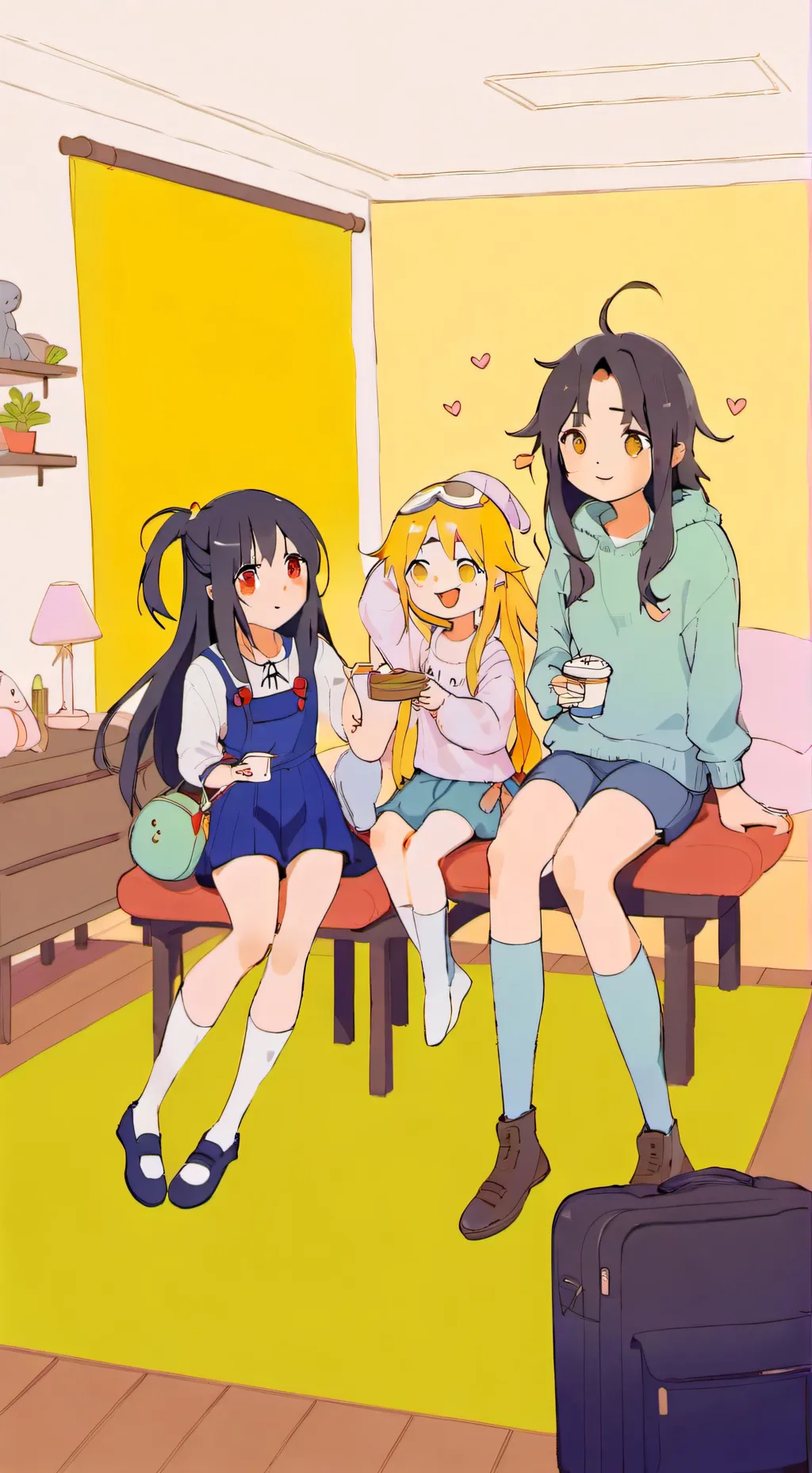 ai character: Girl sleepover  background