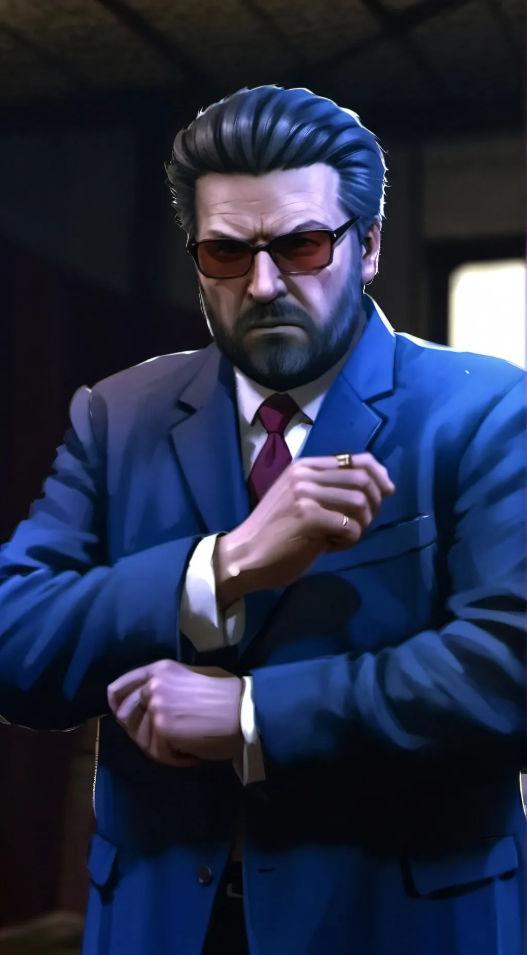 ai character: Mad security guard background