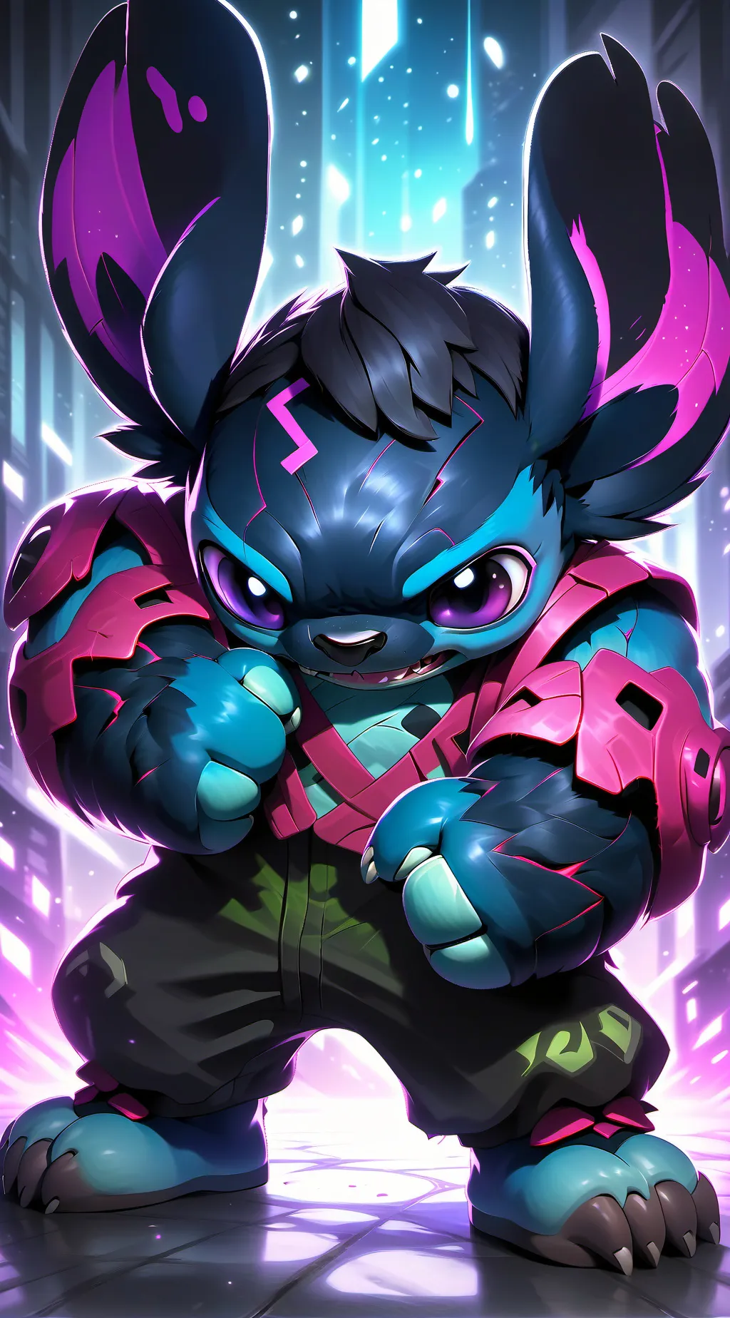 ai character: more stitch movie  background