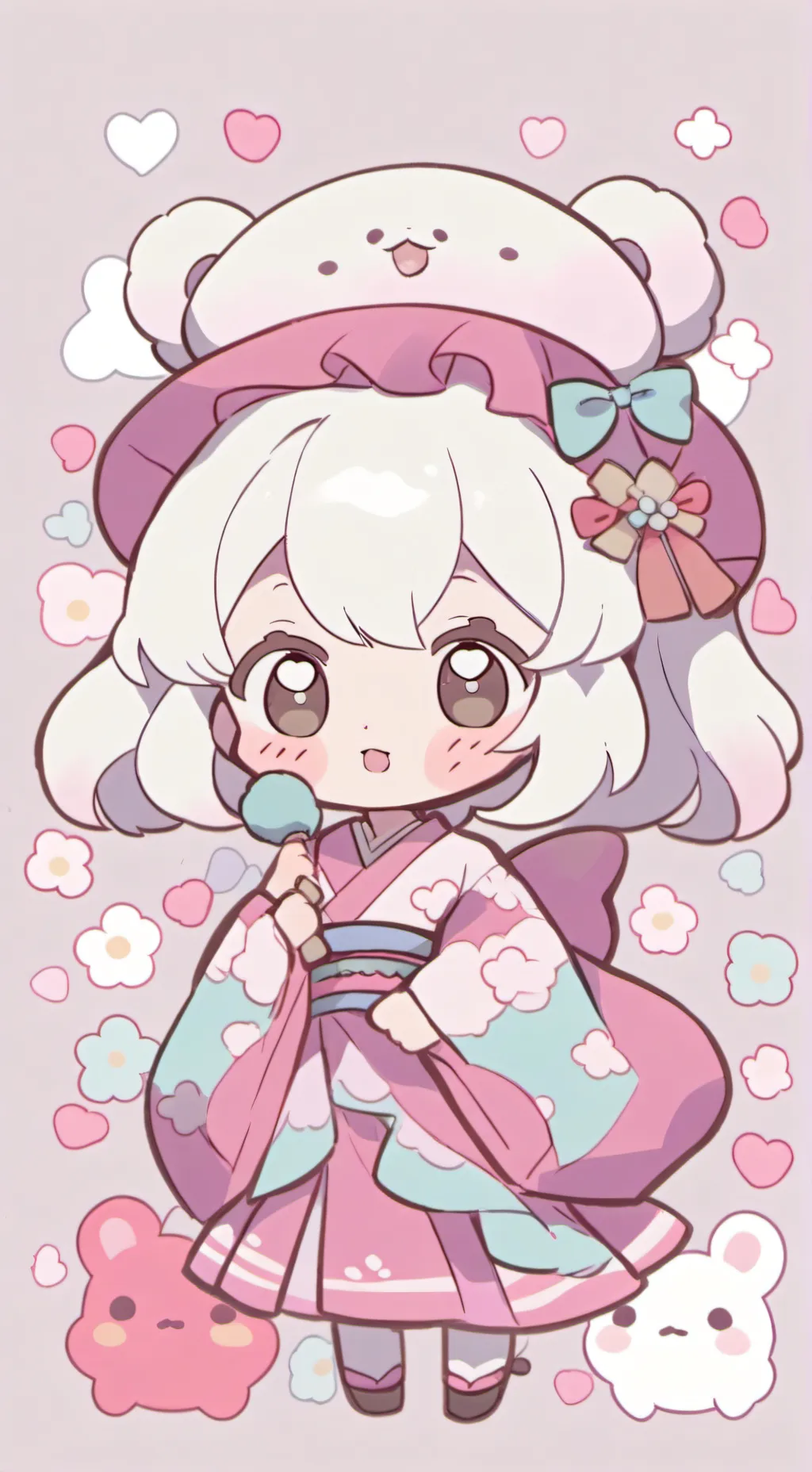 ai character: hachiware but anim background