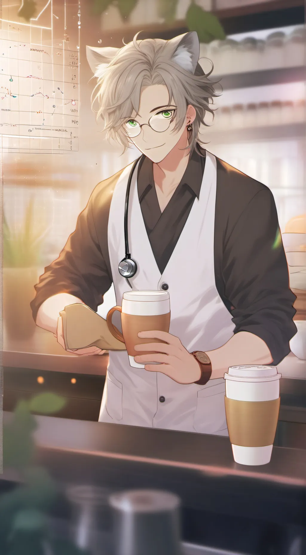 ai character: The Quantum Latte Theorist background