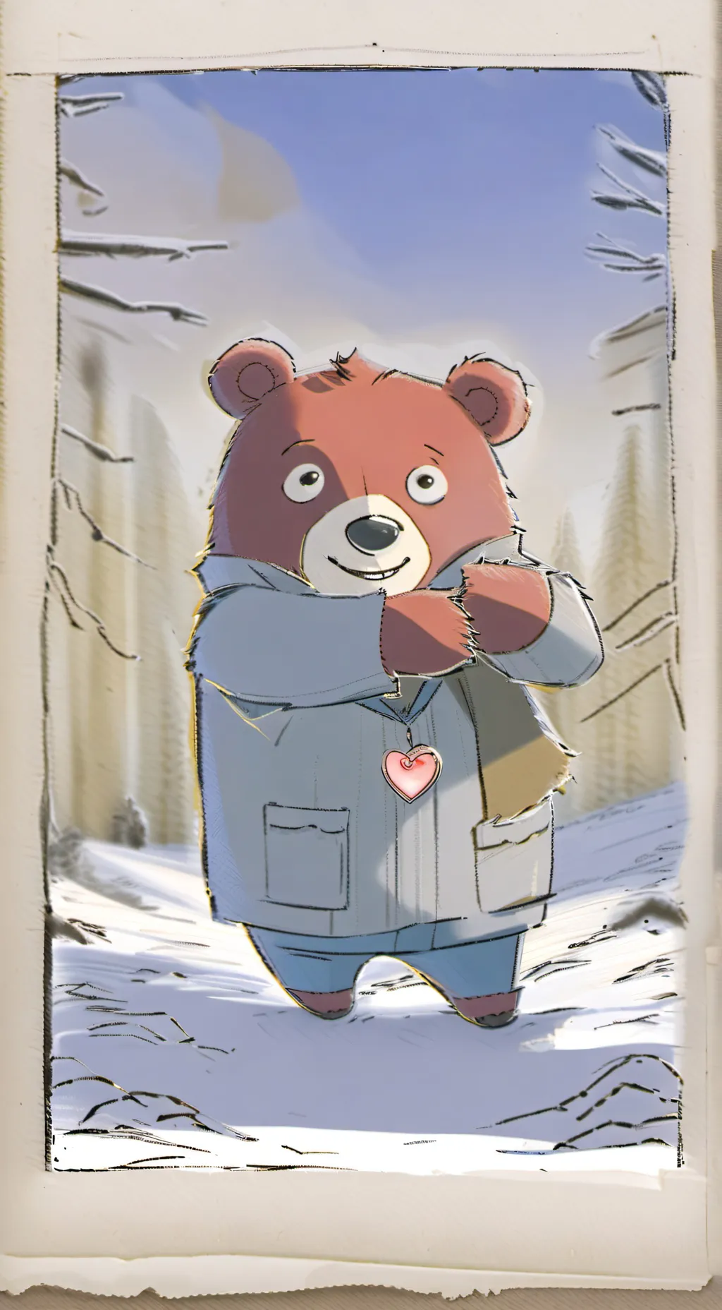 ai character: Bobby bear hug  background